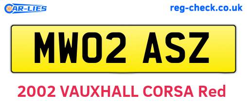 MW02ASZ are the vehicle registration plates.