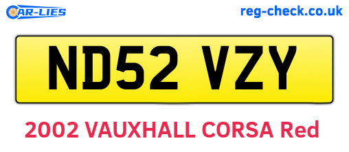 ND52VZY are the vehicle registration plates.
