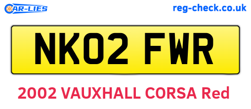 NK02FWR are the vehicle registration plates.