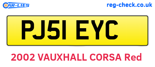 PJ51EYC are the vehicle registration plates.