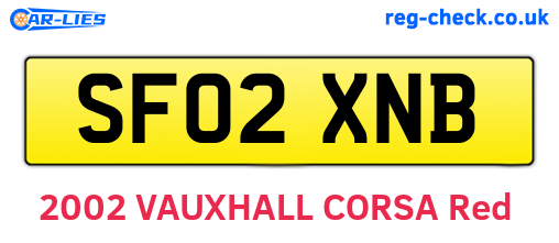 SF02XNB are the vehicle registration plates.