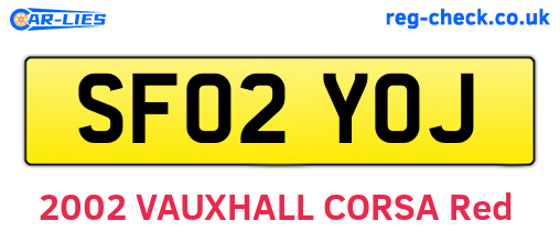 SF02YOJ are the vehicle registration plates.