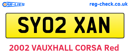 SY02XAN are the vehicle registration plates.