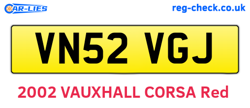 VN52VGJ are the vehicle registration plates.