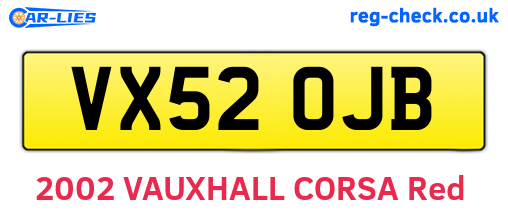VX52OJB are the vehicle registration plates.