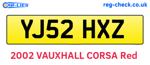 YJ52HXZ are the vehicle registration plates.