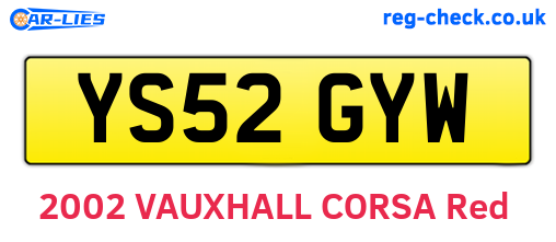 YS52GYW are the vehicle registration plates.