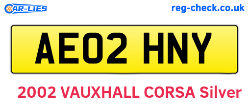 AE02HNY are the vehicle registration plates.