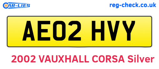 AE02HVY are the vehicle registration plates.