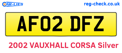 AF02DFZ are the vehicle registration plates.