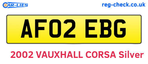 AF02EBG are the vehicle registration plates.