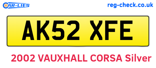 AK52XFE are the vehicle registration plates.