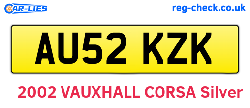 AU52KZK are the vehicle registration plates.