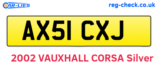 AX51CXJ are the vehicle registration plates.
