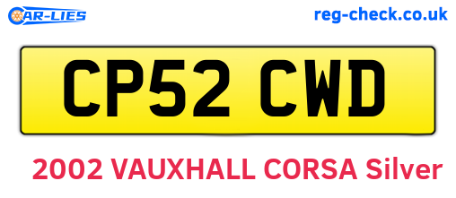 CP52CWD are the vehicle registration plates.