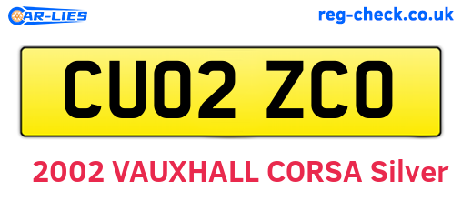 CU02ZCO are the vehicle registration plates.