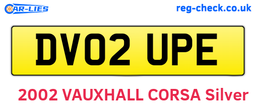 DV02UPE are the vehicle registration plates.
