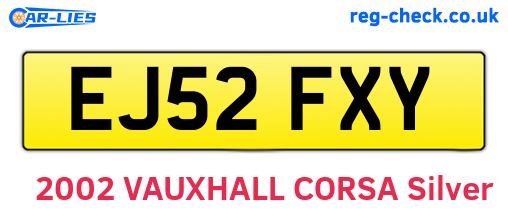 EJ52FXY are the vehicle registration plates.