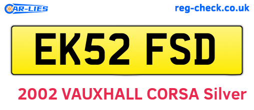 EK52FSD are the vehicle registration plates.