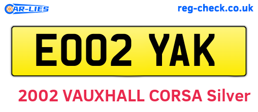 EO02YAK are the vehicle registration plates.