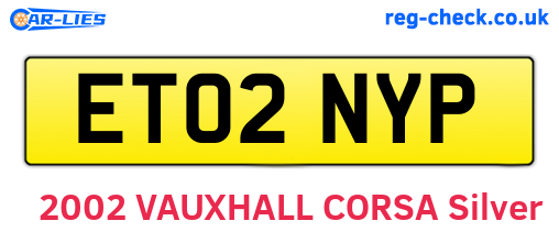 ET02NYP are the vehicle registration plates.