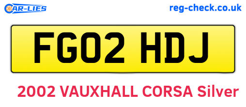 FG02HDJ are the vehicle registration plates.