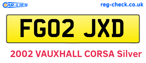 FG02JXD are the vehicle registration plates.