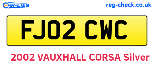 FJ02CWC are the vehicle registration plates.