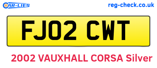 FJ02CWT are the vehicle registration plates.