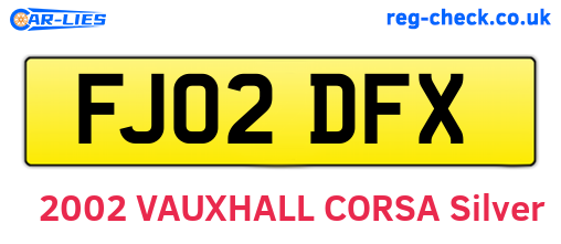 FJ02DFX are the vehicle registration plates.