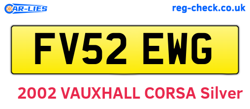 FV52EWG are the vehicle registration plates.