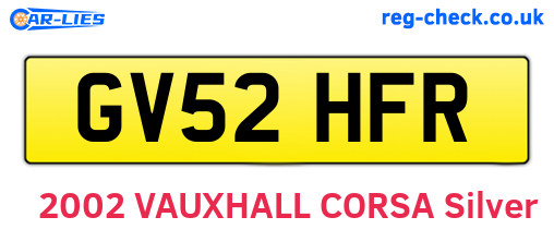 GV52HFR are the vehicle registration plates.