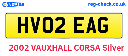 HV02EAG are the vehicle registration plates.