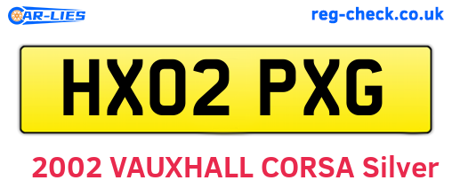 HX02PXG are the vehicle registration plates.