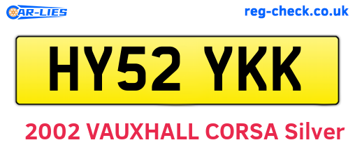 HY52YKK are the vehicle registration plates.