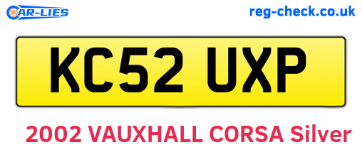 KC52UXP are the vehicle registration plates.