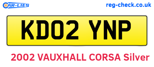 KD02YNP are the vehicle registration plates.