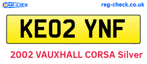 KE02YNF are the vehicle registration plates.