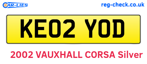 KE02YOD are the vehicle registration plates.