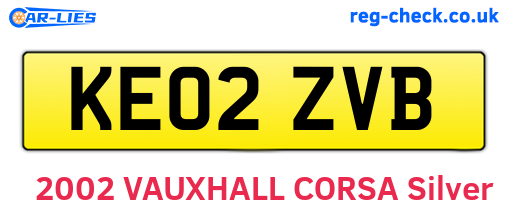 KE02ZVB are the vehicle registration plates.