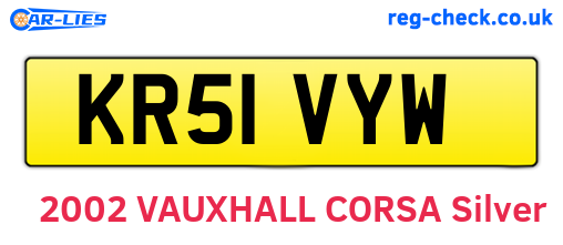 KR51VYW are the vehicle registration plates.