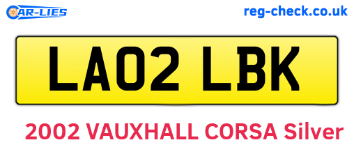 LA02LBK are the vehicle registration plates.