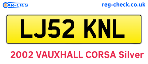 LJ52KNL are the vehicle registration plates.