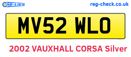 MV52WLO are the vehicle registration plates.