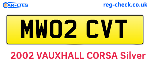 MW02CVT are the vehicle registration plates.