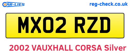 MX02RZD are the vehicle registration plates.