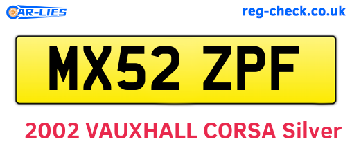 MX52ZPF are the vehicle registration plates.