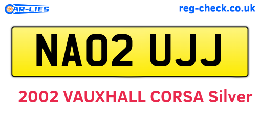 NA02UJJ are the vehicle registration plates.