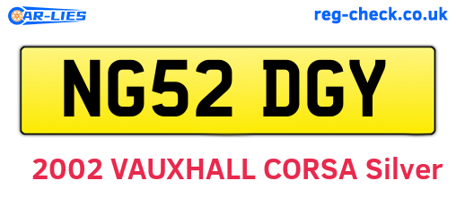 NG52DGY are the vehicle registration plates.