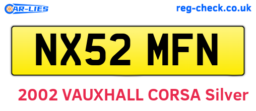 NX52MFN are the vehicle registration plates.